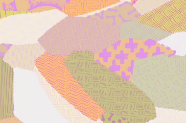 Soyut siyah konturlar, el vektör desen çizdi. Geometrik tarzı Retro soyut desen. Soyut çok renkli geometrik desen.