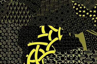 Soyut siyah konturlar, el vektör desen çizdi. Geometrik tarzı Retro soyut desen. Soyut çok renkli geometrik desen.