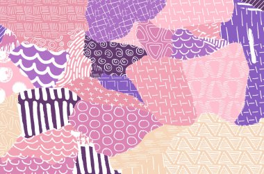 Soyut siyah konturlar, el vektör desen çizdi. Geometrik tarzı Retro soyut desen. Soyut çok renkli geometrik desen.