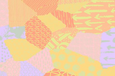 Soyut siyah konturlar, el vektör desen çizdi. Geometrik tarzı Retro soyut desen. Soyut çok renkli geometrik desen.