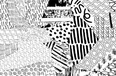 Soyut siyah konturlar, el vektör desen çizdi. Geometrik tarzı Retro soyut desen. Soyut çok renkli geometrik desen.