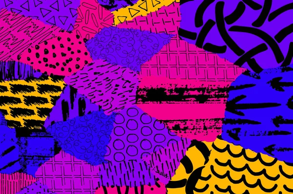 Soyut siyah konturlar, el vektör desen çizdi. Geometrik tarzı Retro soyut desen. Soyut çok renkli geometrik desen.