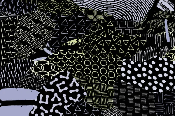 Αφηρημένη Μαύρα Περιγράμματα Χέρι Σκιαγράφησε Διάνυσμα Μοτίβο Ρετρό Αφηρημένη Φαντασία — Διανυσματικό Αρχείο