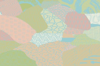 Soyut siyah konturlar, el vektör desen çizdi. Geometrik tarzı Retro soyut desen. Soyut çok renkli geometrik desen.