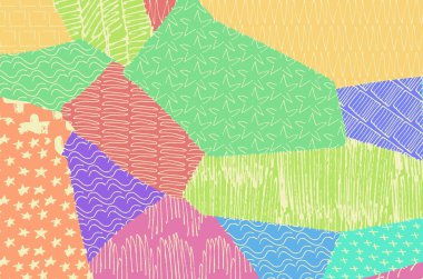 Soyut siyah konturlar, el vektör desen çizdi. Geometrik tarzı Retro soyut desen. Soyut çok renkli geometrik desen.