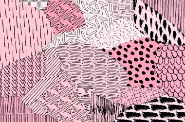 Soyut siyah konturlar, el vektör desen çizdi. Geometrik tarzı Retro soyut desen. Soyut çok renkli geometrik desen.