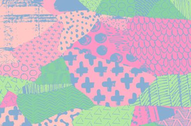 Soyut siyah konturlar, el vektör desen çizdi. Geometrik tarzı Retro soyut desen. Soyut çok renkli geometrik desen.