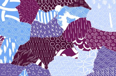 Soyut siyah konturlar, el vektör desen çizdi. Geometrik tarzı Retro soyut desen. Soyut çok renkli geometrik desen.