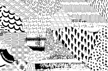 Soyut siyah konturlar, el vektör desen çizdi. Geometrik tarzı Retro soyut desen. Soyut çok renkli geometrik desen.