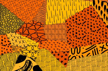 Soyut siyah konturlar, el vektör desen çizdi. Geometrik tarzı Retro soyut desen. Soyut çok renkli geometrik desen.