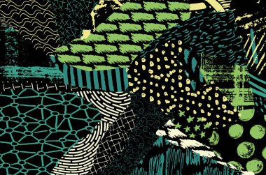 Soyut siyah konturlar, el vektör desen çizdi. Geometrik tarzı Retro soyut desen. Soyut çok renkli geometrik desen.