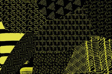 Soyut siyah konturlar, el vektör desen çizdi. Geometrik tarzı Retro soyut desen. Soyut çok renkli geometrik desen.