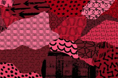 Soyut siyah konturlar, el vektör desen çizdi. Geometrik tarzı Retro soyut desen. Soyut çok renkli geometrik desen.