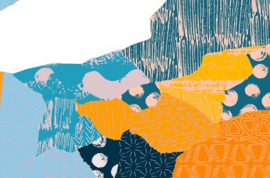 Soyut siyah konturlar, el vektör desen çizdi. Geometrik tarzı Retro soyut desen. Soyut çok renkli geometrik desen.