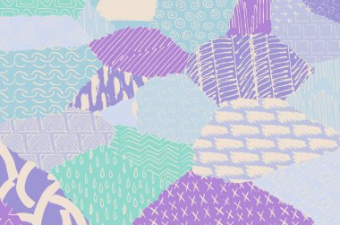 Soyut siyah konturlar, el vektör desen çizdi. Geometrik tarzı Retro soyut desen. Soyut çok renkli geometrik desen.