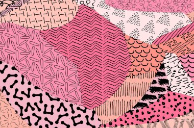 Soyut siyah konturlar, el vektör desen çizdi. Geometrik tarzı Retro soyut desen. Soyut çok renkli geometrik desen.