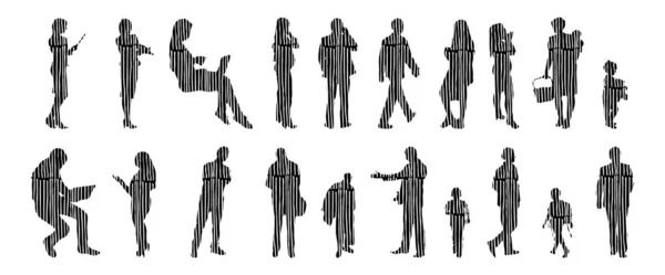 Vector Silhouettes Outline Silhouettes People Contour Drawing People Silhouette Icon — 스톡 벡터