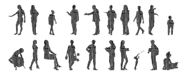 Siluetas Vectores Siluetas Contorno Personas Dibujo Contorno Silueta Personas Icono — Archivo Imágenes Vectoriales