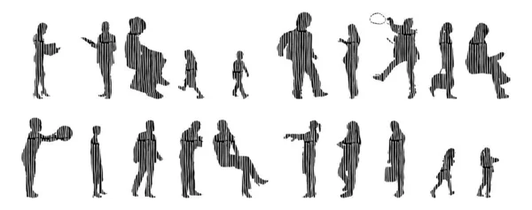 Vector Silhouettes Outline Silhouettes People Contour Drawing People Silhouette Icon — 스톡 벡터