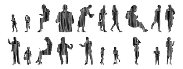 Silhouettes Vectorielles Silhouettes Esquissées Personnes Dessin Contour Silhouette Personnes Icône — Image vectorielle