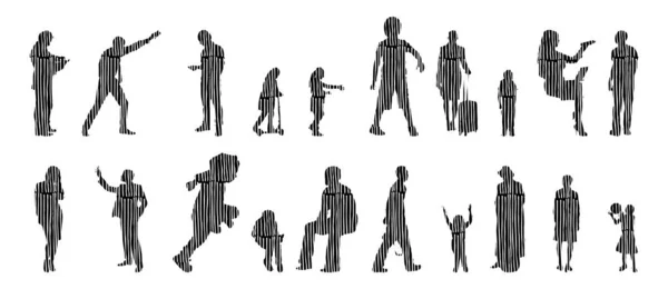 Vector Silhouettes Outline Silhouettes People Contour Drawing People Silhouette Icon — 스톡 벡터