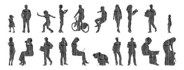 Vector Silhouettes Outline Silhouettes People Contour Drawing People Silhouette Icon — 스톡 벡터