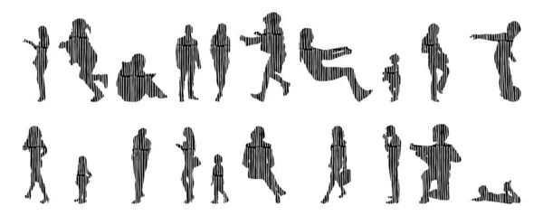 Vector Silhouettes Outline Silhouettes People Contour Drawing People Silhouette Icon — Stock Vector