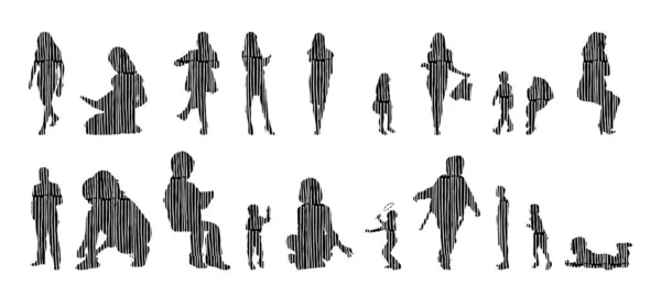 Vector Silhouettes Outline Silhouettes People Contour Drawing People Silhouette Icon — 스톡 벡터