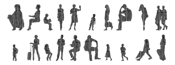 Vector Silhouettes Outline Silhouettes People Contour Drawing People Silhouette Icon — 스톡 벡터