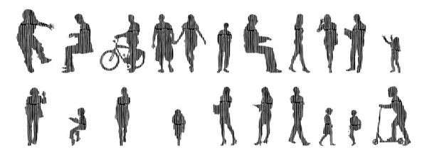 Vector Silhouettes Outline Silhouettes People Contour Drawing People Silhouette Icon — 스톡 벡터