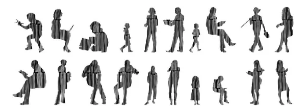 Vector Silhouettes Outline Silhouettes People Contour Drawing People Silhouette Icon — 스톡 벡터