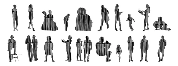 Vector Silhouettes Outline Silhouettes People Contour Drawing People Silhouette Icon — 스톡 벡터