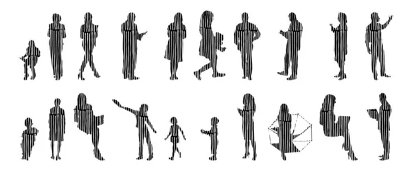 Vector Silhouettes Outline Silhouettes People Contour Drawing People Silhouette Icon — 스톡 벡터