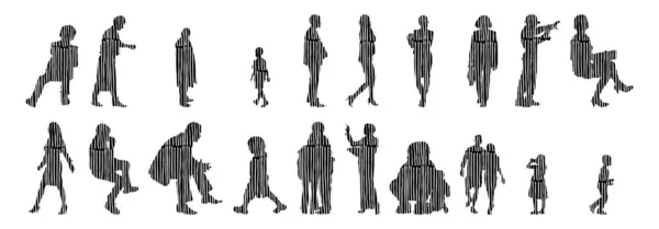 Silhouettes Vectorielles Silhouettes Esquissées Personnes Dessin Contour Silhouette Personnes Icône — Image vectorielle