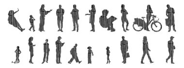 Vektör siluetleri, insanların ana hatları, Contour çizimleri, insanların siluetleri, ikon kümesi izole edilmiş, oturan insanların silueti, mimari set