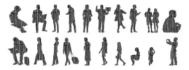 Vektör siluetleri, insanların ana hatları, Contour çizimleri, insanların siluetleri, ikon kümesi izole edilmiş, oturan insanların silueti, mimari set