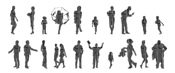 Vector Silhouettes Outline Silhouettes People Contour Drawing People Silhouette Icon — 스톡 벡터