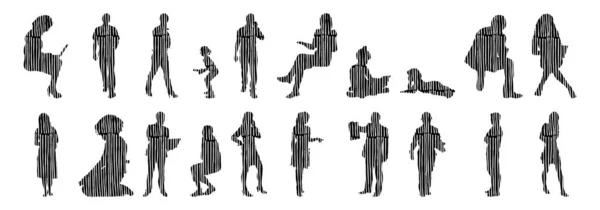 Vector Silhouettes Outline Silhouettes People Contour Drawing People Silhouette Icon — 스톡 벡터