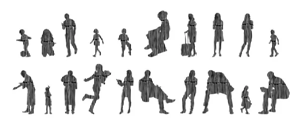 Vector Silhouettes Outline Silhouettes People Contour Drawing People Silhouette Icon — 스톡 벡터