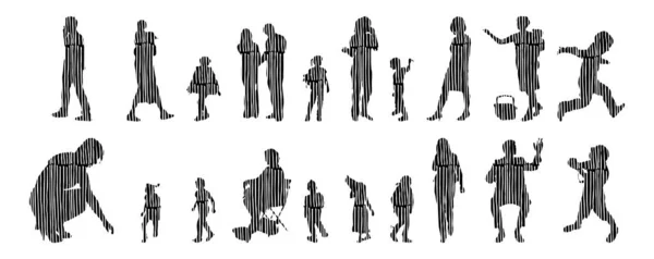 Vector Silhouettes Outline Silhouettes People Contour Drawing People Silhouette Icon — 스톡 벡터