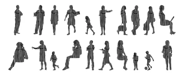 Vector Silhouettes Outline Silhouettes People Contour Drawing People Silhouette Icon — 스톡 벡터