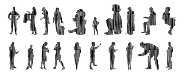 Vector Silhouettes Outline Silhouettes People Contour Drawing People Silhouette Icon — 스톡 벡터