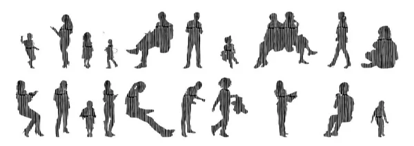 Vector Silhouettes Outline Silhouettes People Contour Drawing People Silhouette Icon — 스톡 벡터