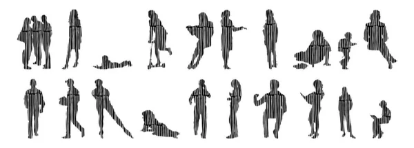 Vector Silhouettes Outline Silhouettes People Contour Drawing People Silhouette Icon — 스톡 벡터