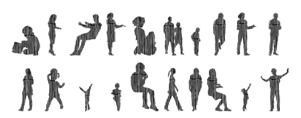 Vector Silhouettes Outline Silhouettes People Contour Drawing People Silhouette Icon — 스톡 벡터