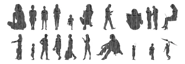 Vector Silhouettes Outline Silhouettes People Contour Drawing People Silhouette Icon — Stock Vector