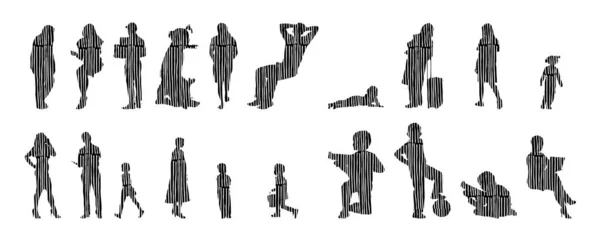 Vector Silhouettes Outline Silhouettes People Contour Drawing People Silhouette Icon — 스톡 벡터