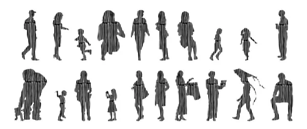 Vector Silhouettes Outline Silhouettes People Contour Drawing People Silhouette Icon — 스톡 벡터