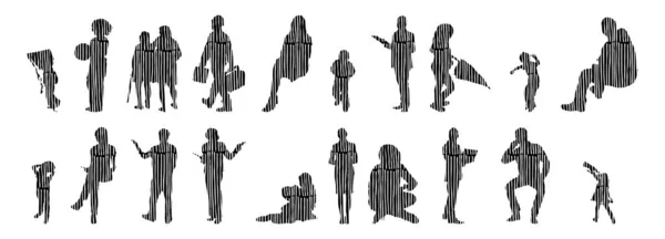 Vector Silhouettes Outline Silhouettes People Contour Drawing People Silhouette Icon — 스톡 벡터