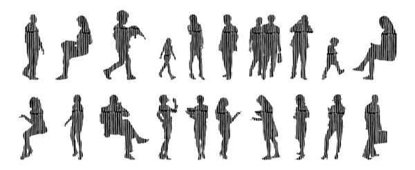 Vector Silhouettes Outline Silhouettes People Contour Drawing People Silhouette Icon — 스톡 벡터